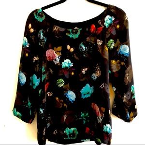 Club Monaco SILK Floral Print Top